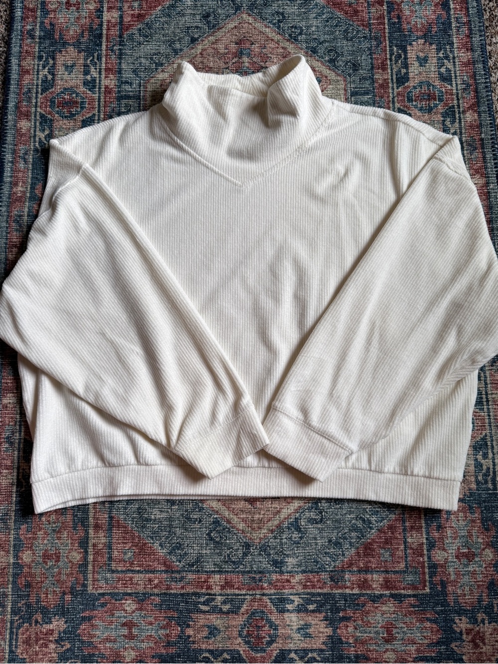 Madewell Cream Ribbed Mock Neck Sweater